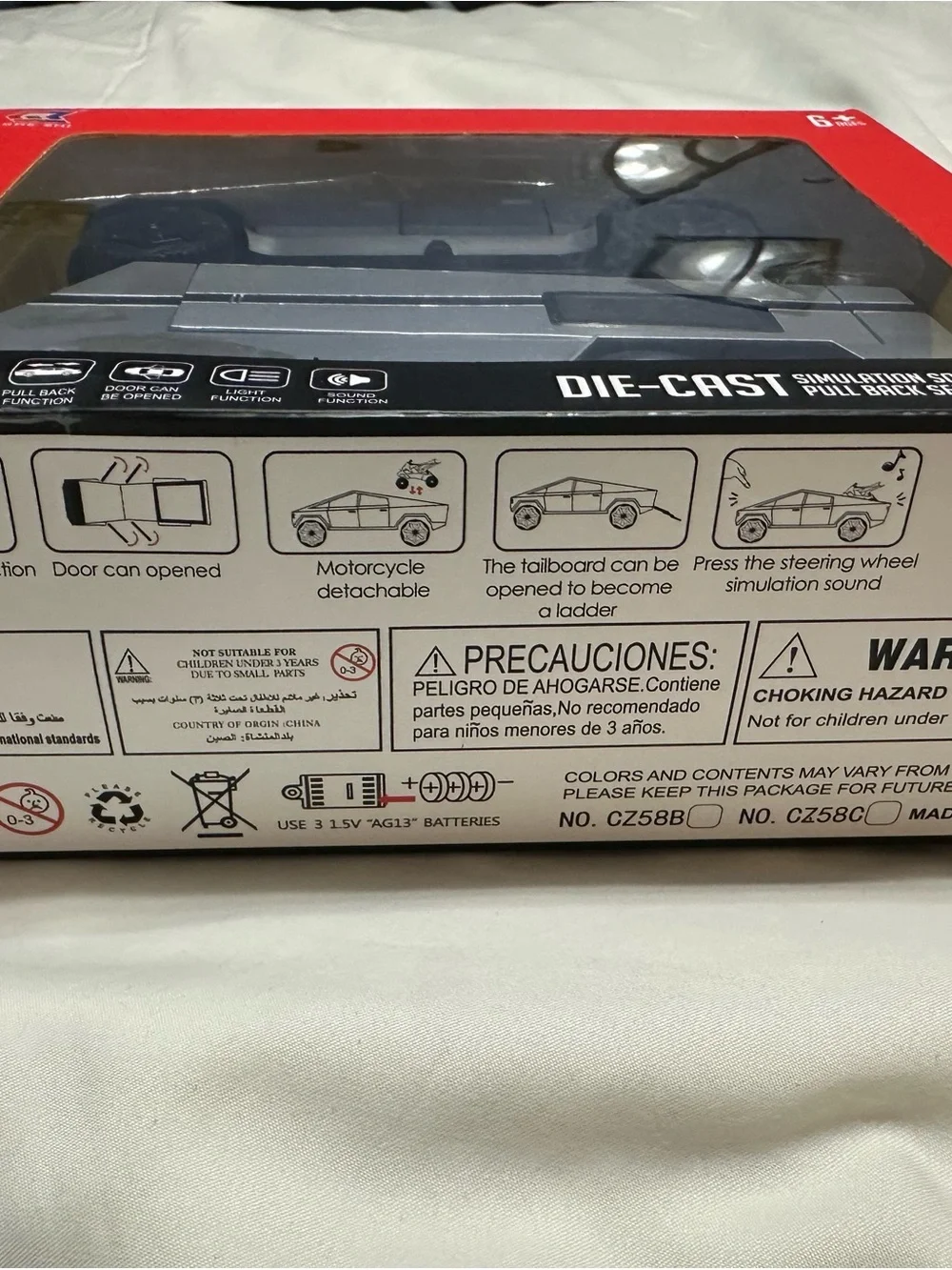 Che Zhi Tesla cybertruck and trailer  Silver & Black Die-Cast Pull Back Truck